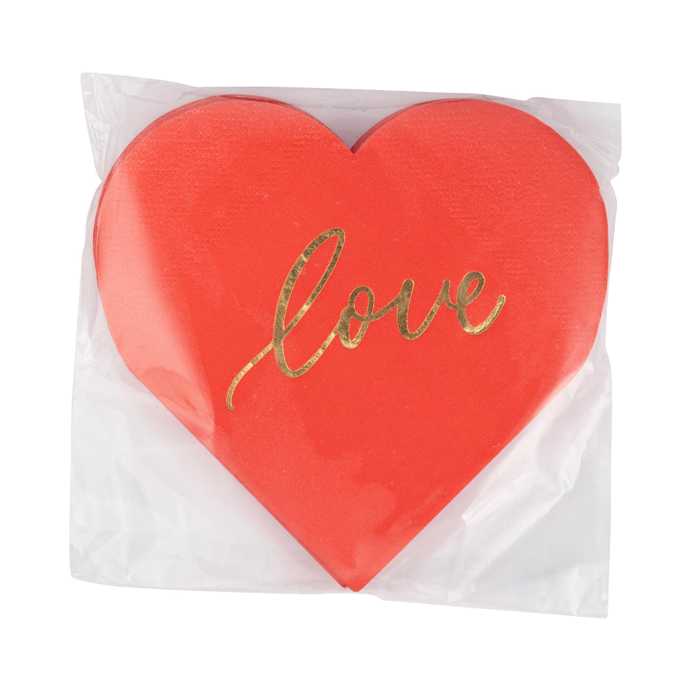 PLNP812 - Foil Red Love Heart Cocktail Napkin