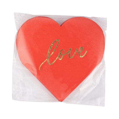 PLNP812 - Foil Red Love Heart Cocktail Napkin