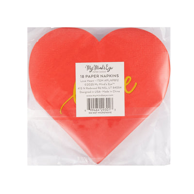 PLNP812 - Foil Red Love Heart Cocktail Napkin