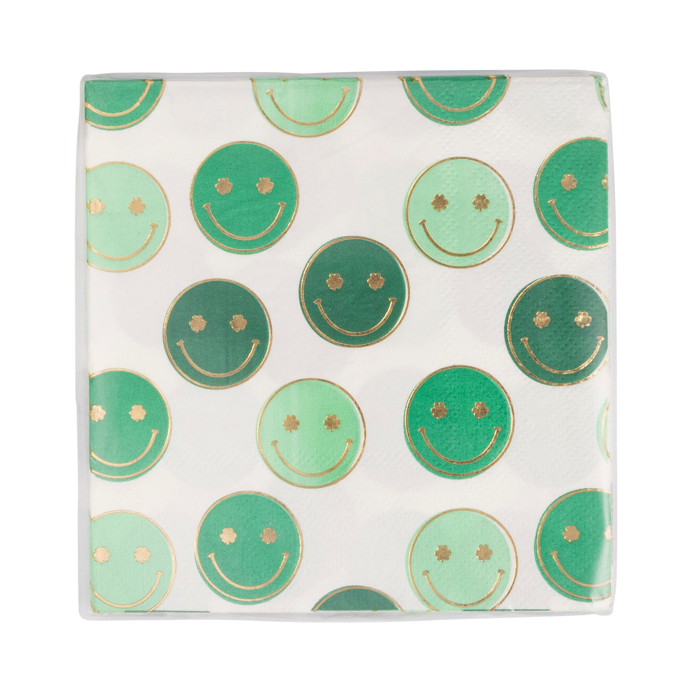 PLNP824 - Foil Smiley Shamrocks Cocktail Napkin