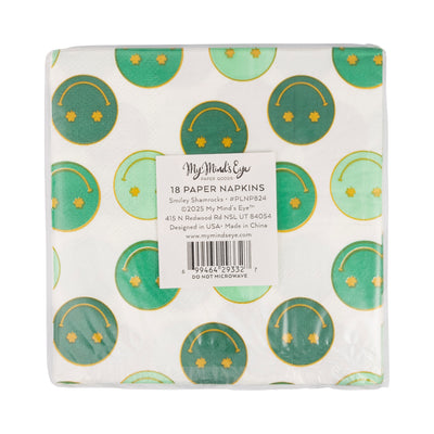 PLNP824 - Foil Smiley Shamrocks Cocktail Napkin