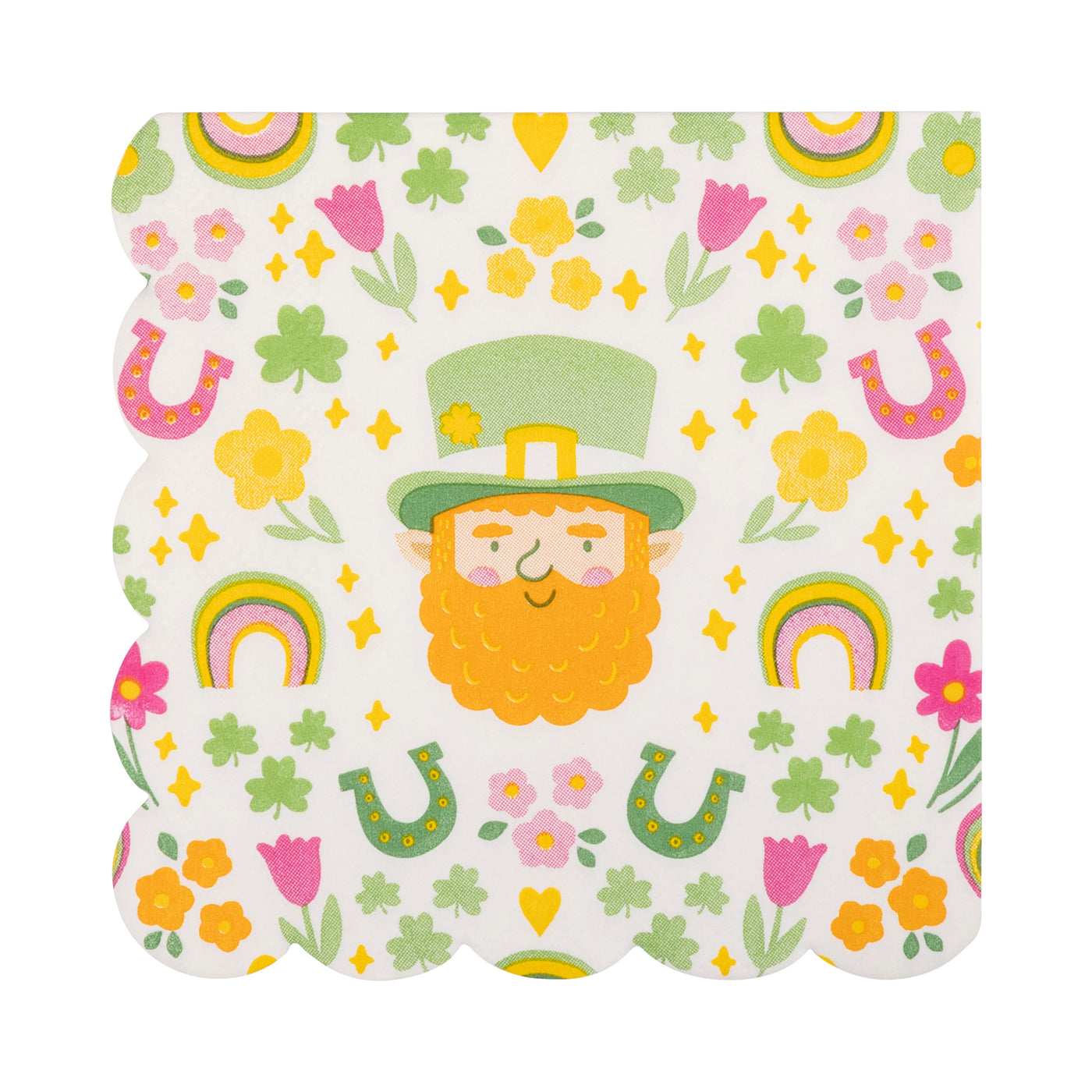 PLNP836 - Foil Leprechaun Scatter Scallop Cocktail Napkin