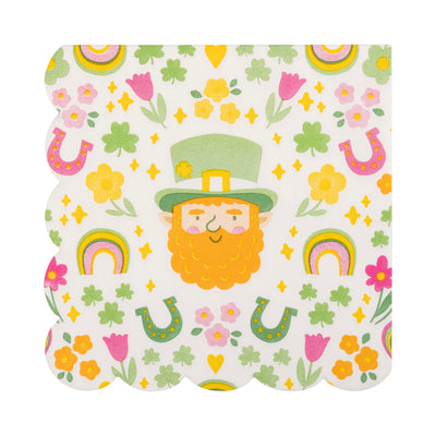 PLNP836 - Foil Leprechaun Scatter Scallop Cocktail Napkin