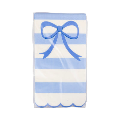 PLNP865 - Blue Stripe Bow Scallop Guest Napkin