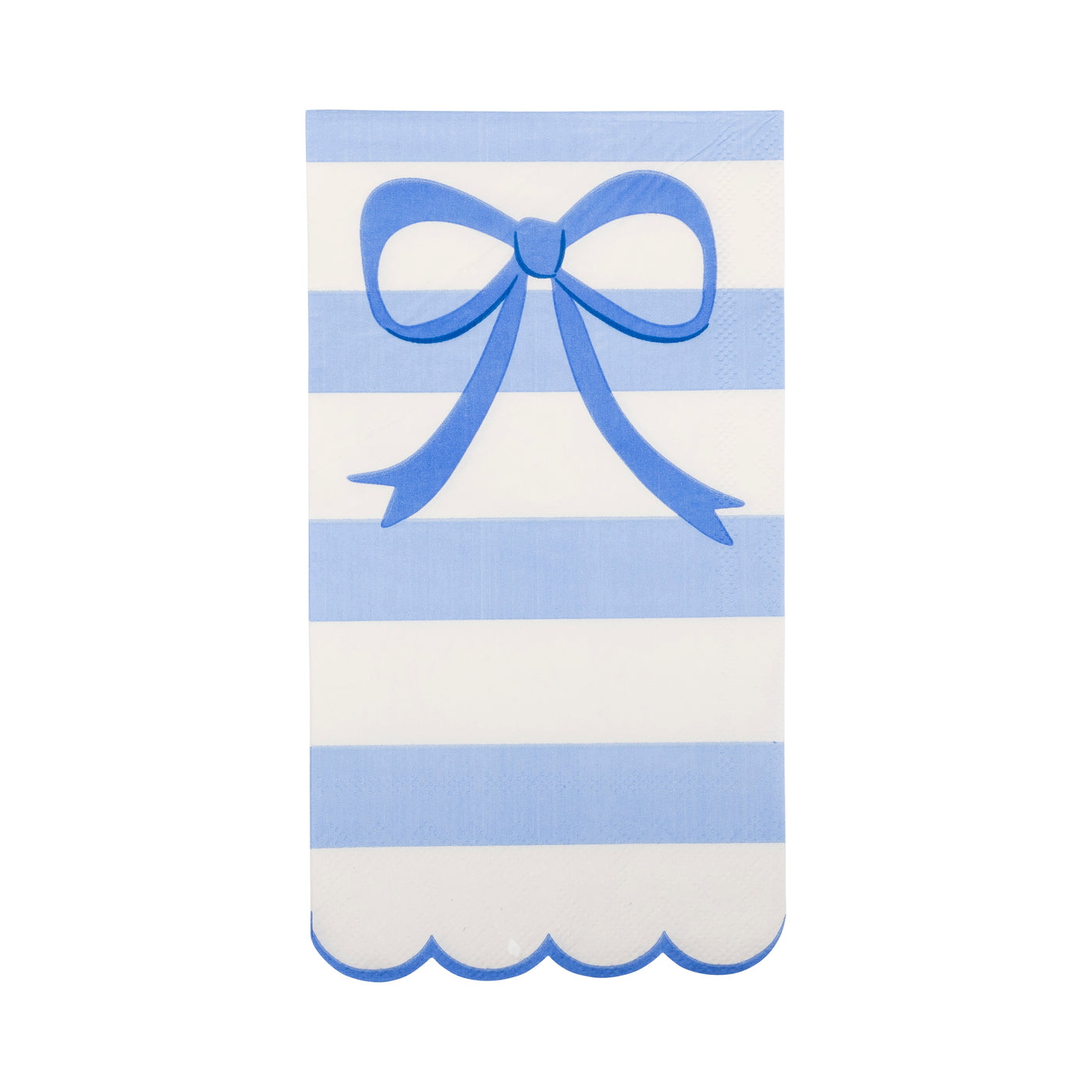 PLNP865 - Blue Stripe Bow Scallop Guest Napkin