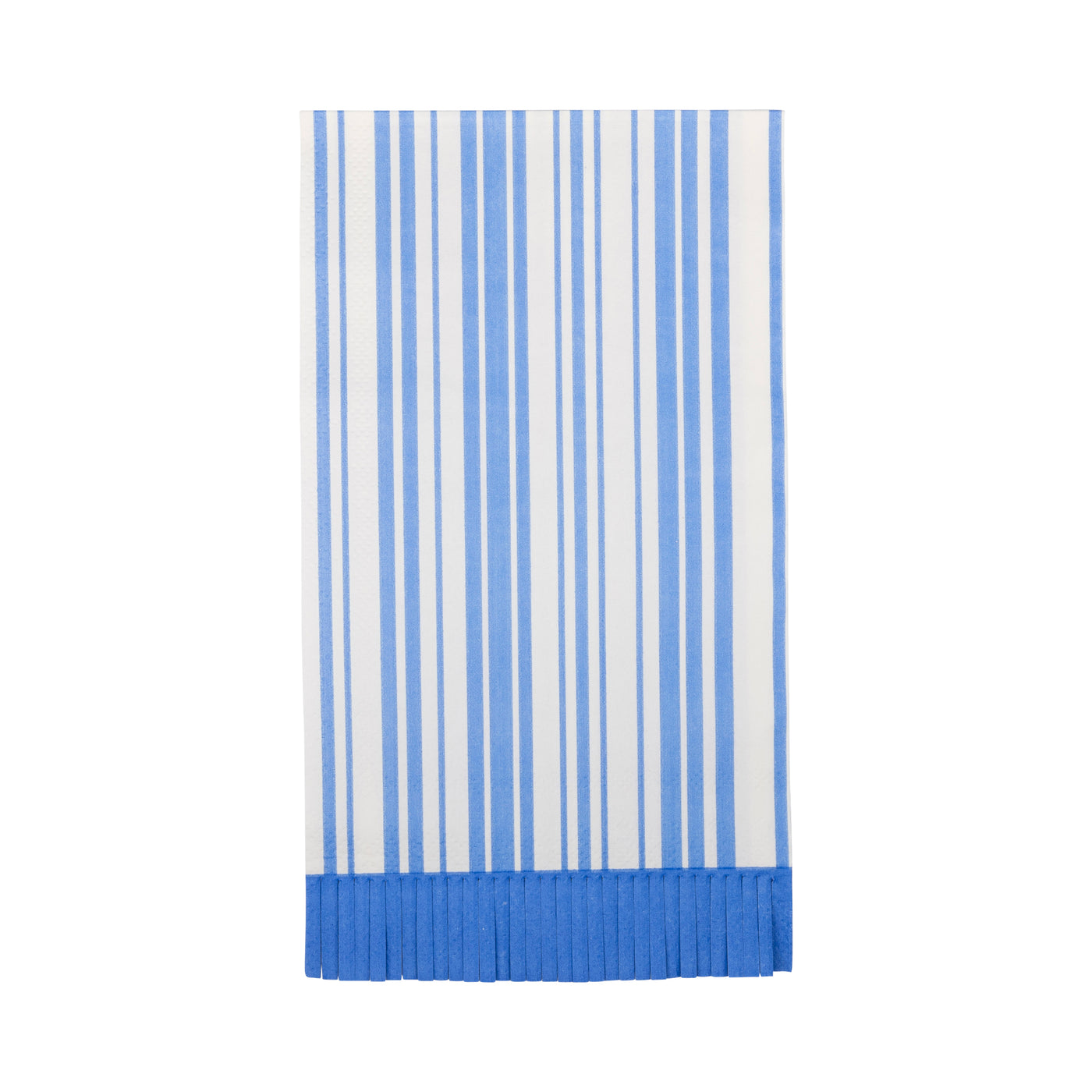 PLNP866 - Blue Stripe Fringe Guest Napkin