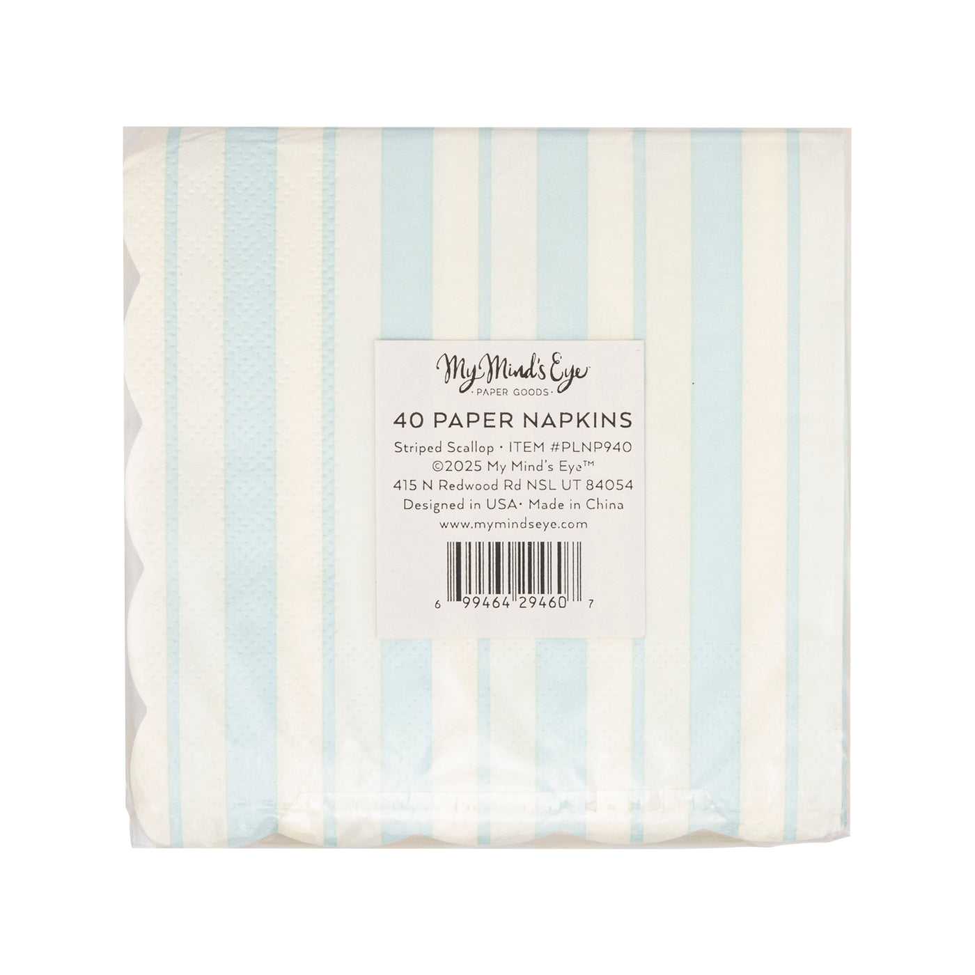 PLNP940 - Striped Scallop Cocktail Napkin Set