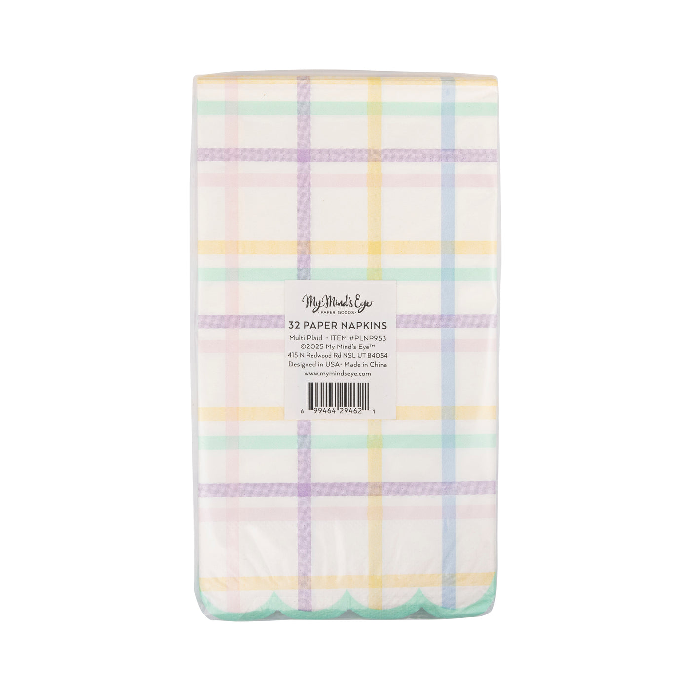 PLNP953 - Multi Plaid Scallop Guest Napkin