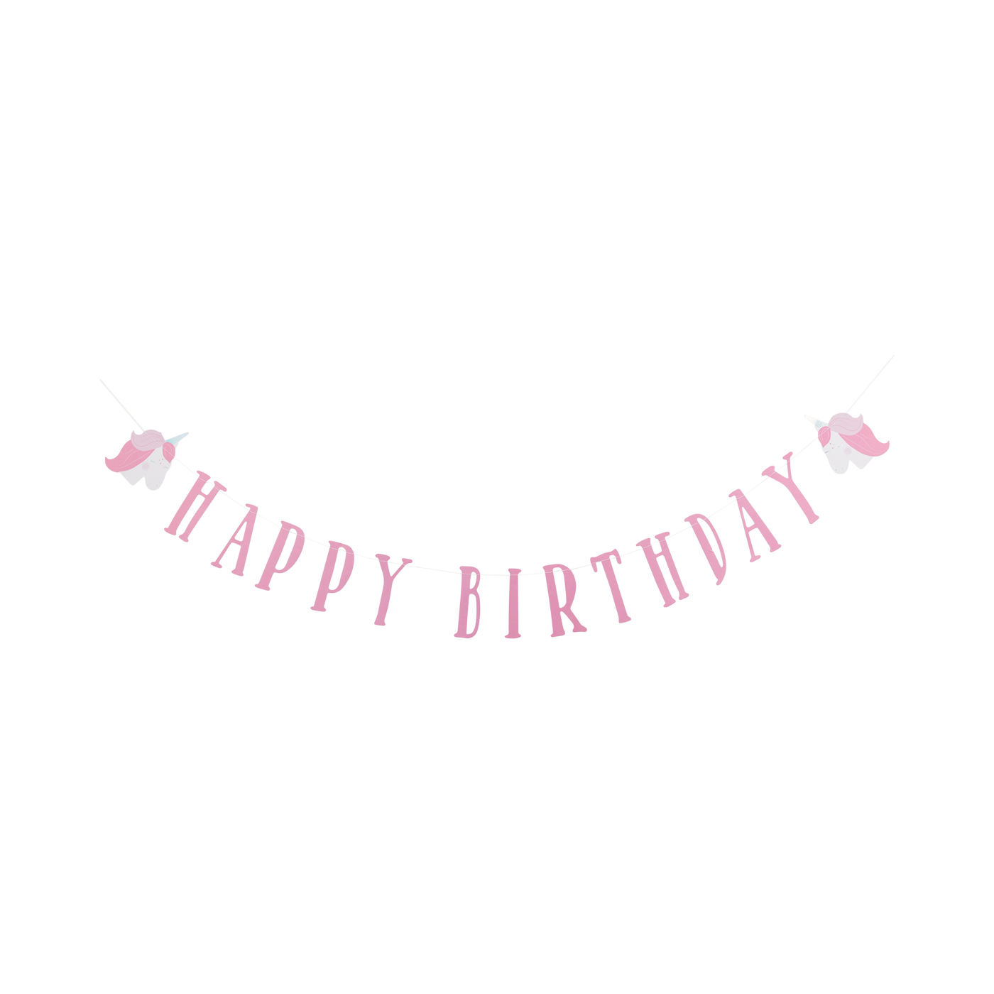 PLPKU03 - Pink Unicorn Happy Birthday Banner
