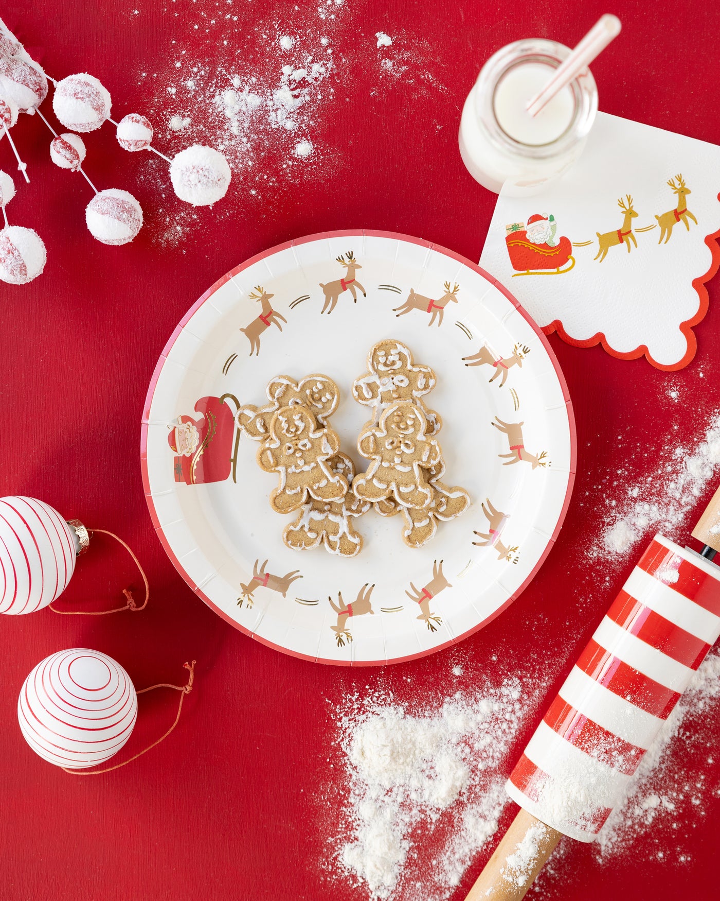 PLPL1577 - Santa with Reindeer Paper Plate