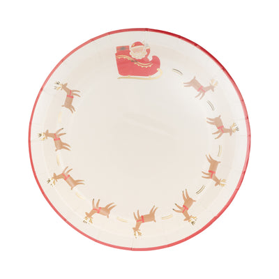 PLPL1577 - Santa with Reindeer Paper Plate