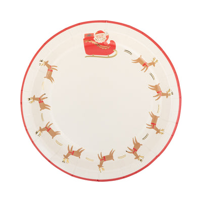 PLPL1577 - Santa with Reindeer Paper Plate