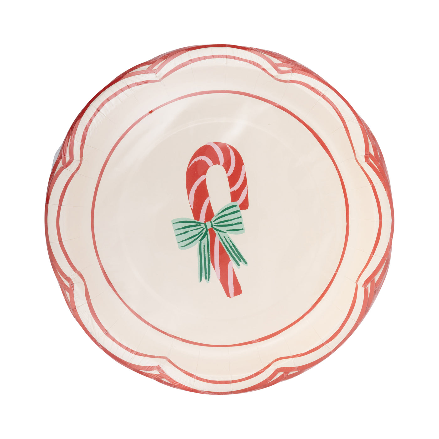PLPL1586 - Round Candy Cane Paper Plate