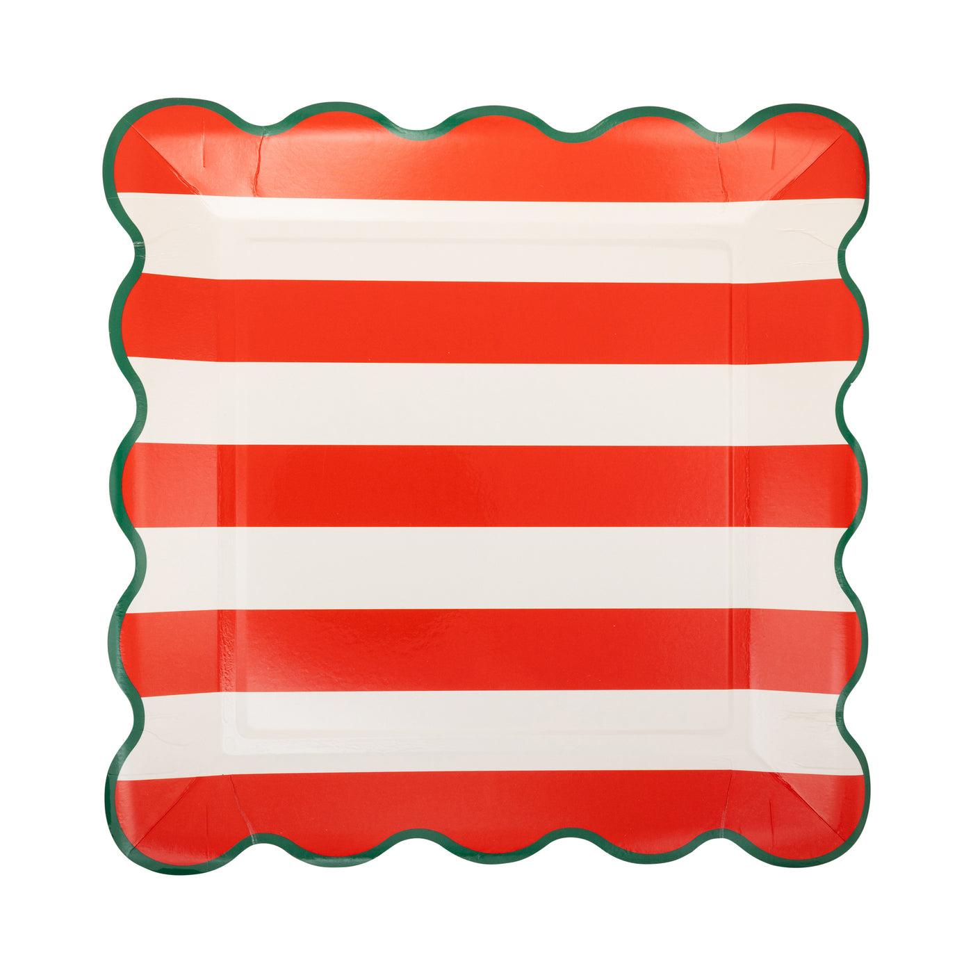 PLPL1652 - Red and Green Striped Paper Plate Set