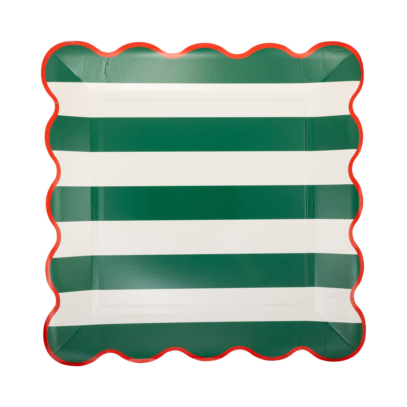 PLPL1652 - Red and Green Striped Paper Plate Set