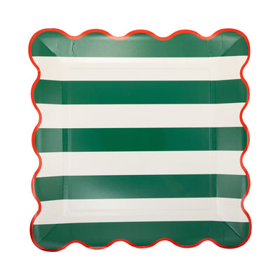 PLPL1652 - Red and Green Striped Paper Plate Set