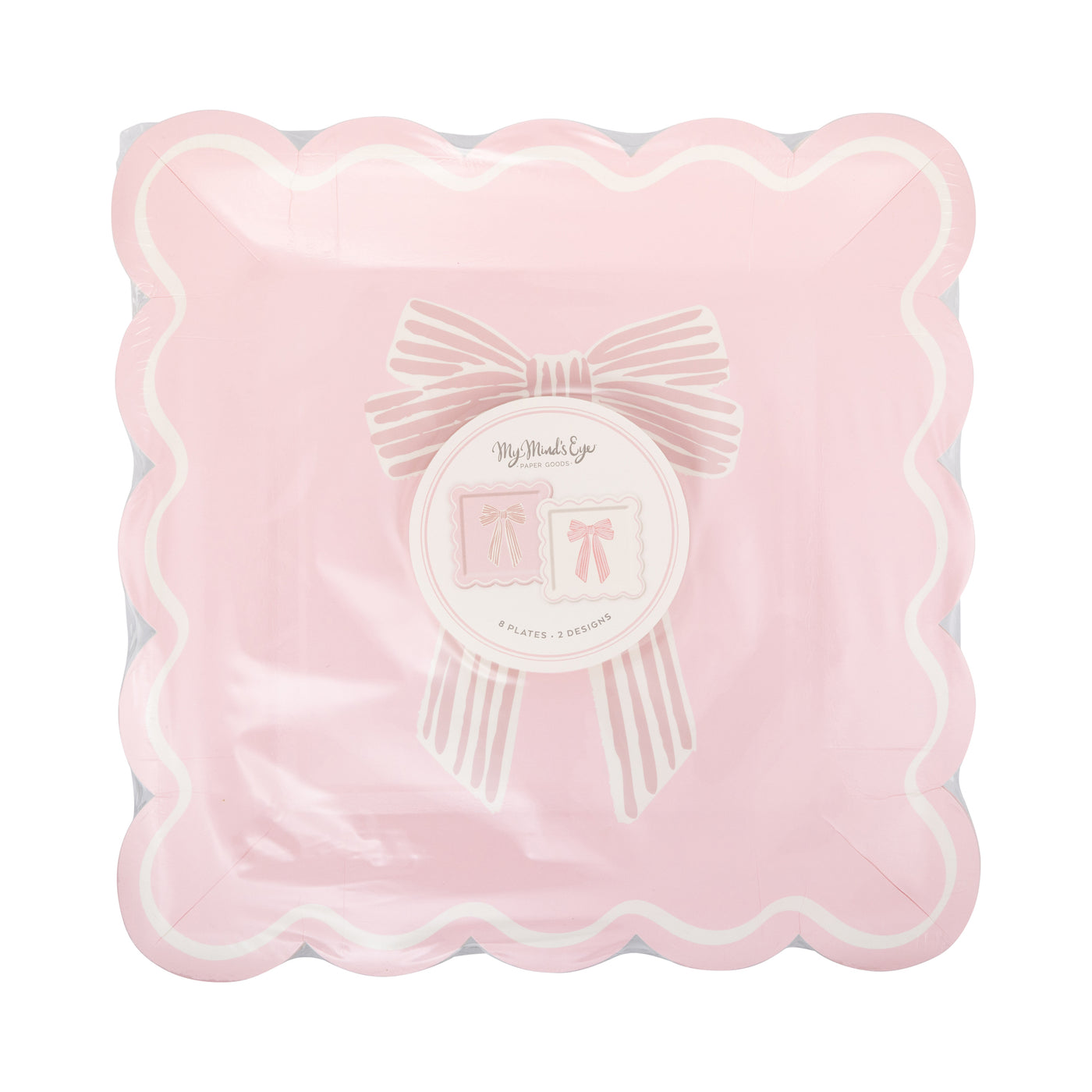 PLPL1828 - Large Pink Bows Paper Plate Set