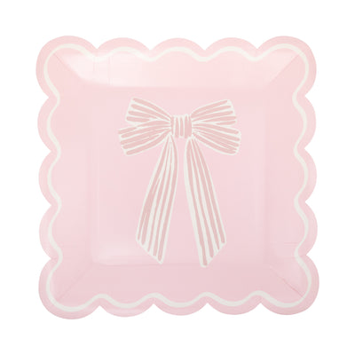 PLPL1828 - Large Pink Bows Paper Plate Set