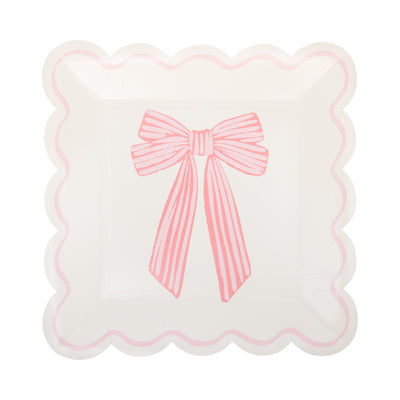 PLPL1828 - Large Pink Bows Paper Plate Set