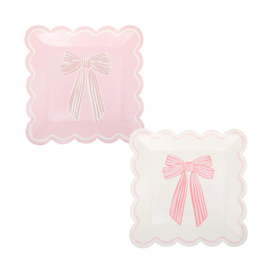 PLPL1828 - Large Pink Bows Paper Plate Set