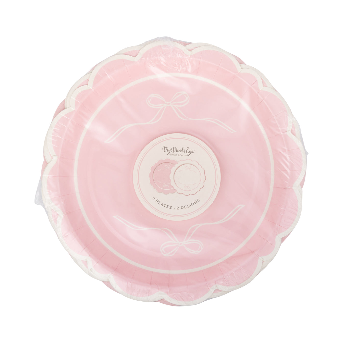PLPL1830 - Round Pink Bows Paper Plate