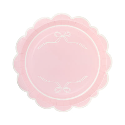 PLPL1830 - Round Pink Bows Paper Plate
