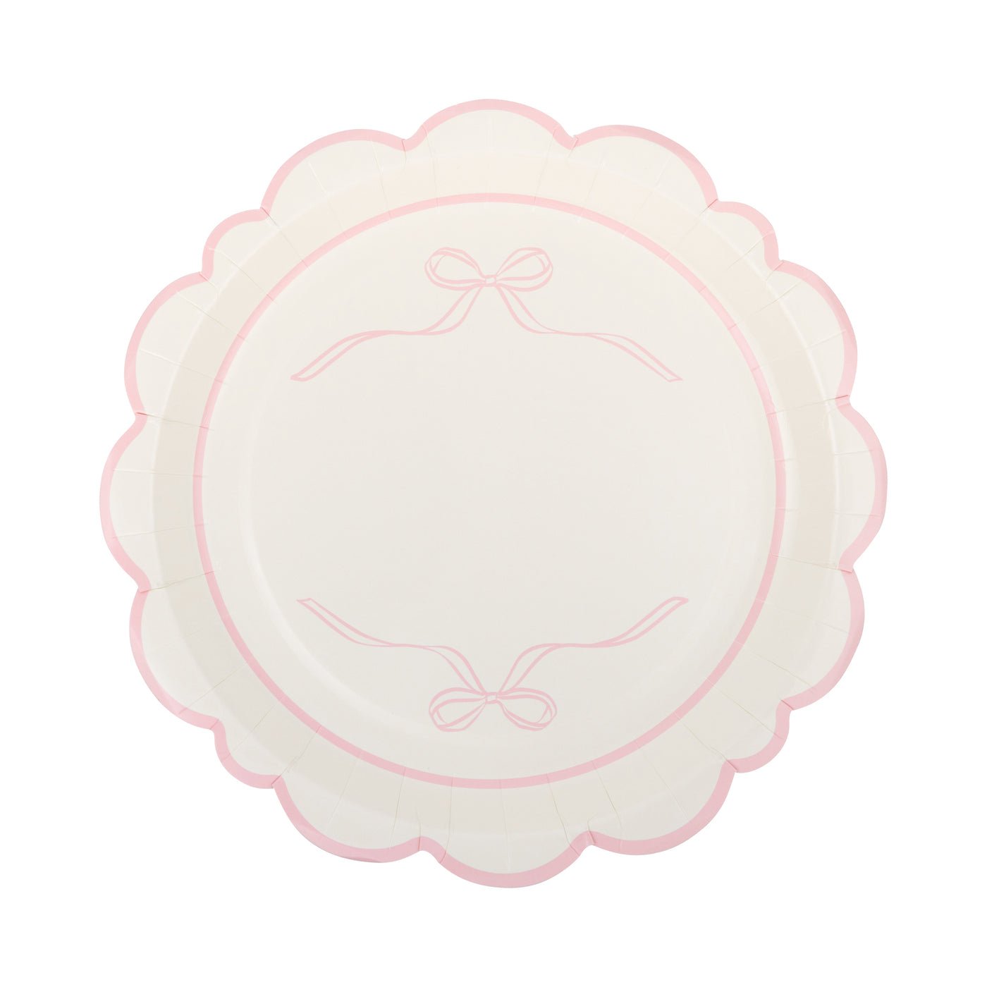 PLPL1830 - Round Pink Bows Paper Plate