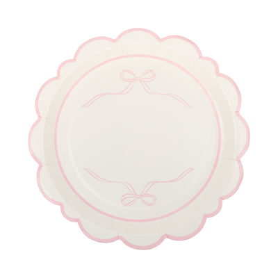 PLPL1830 - Round Pink Bows Paper Plate