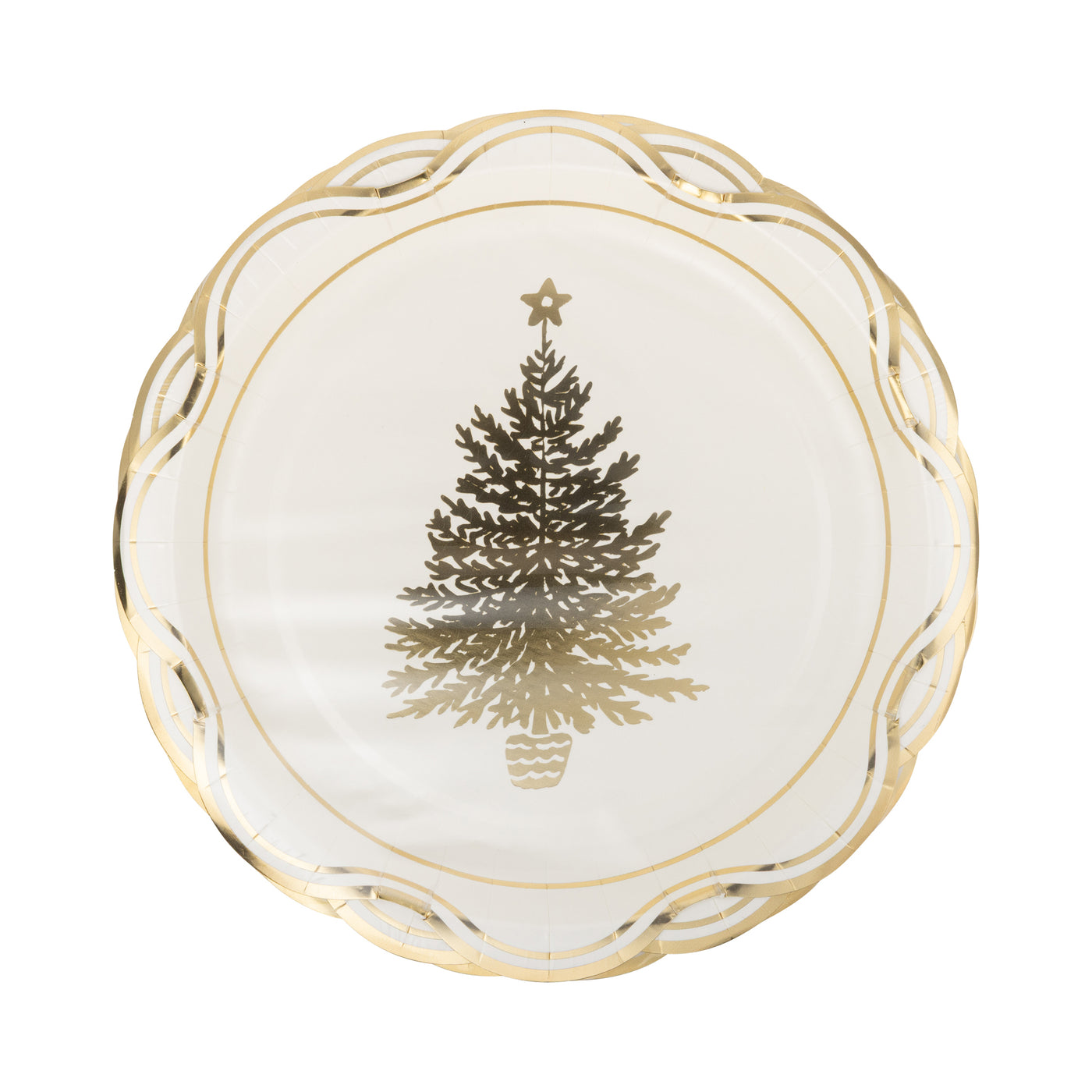 PLPL1674 - Gold Christmas Tree Paper Plate