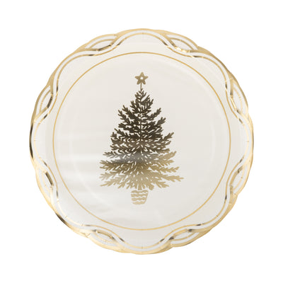 PLPL1674 - Gold Christmas Tree Paper Plate