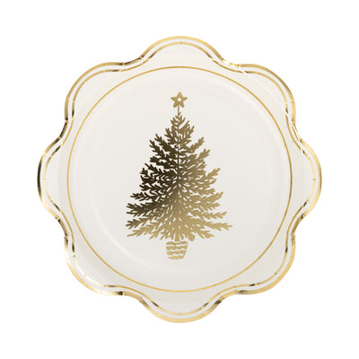 PLPL1674 - Gold Christmas Tree Paper Plate