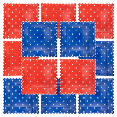 PLPL375 - Red and Blue Star Paper Plate Set
