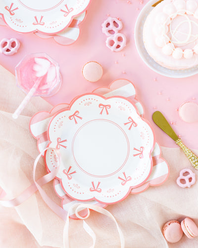 PLPL883 - Pink Stripe Paper Plate