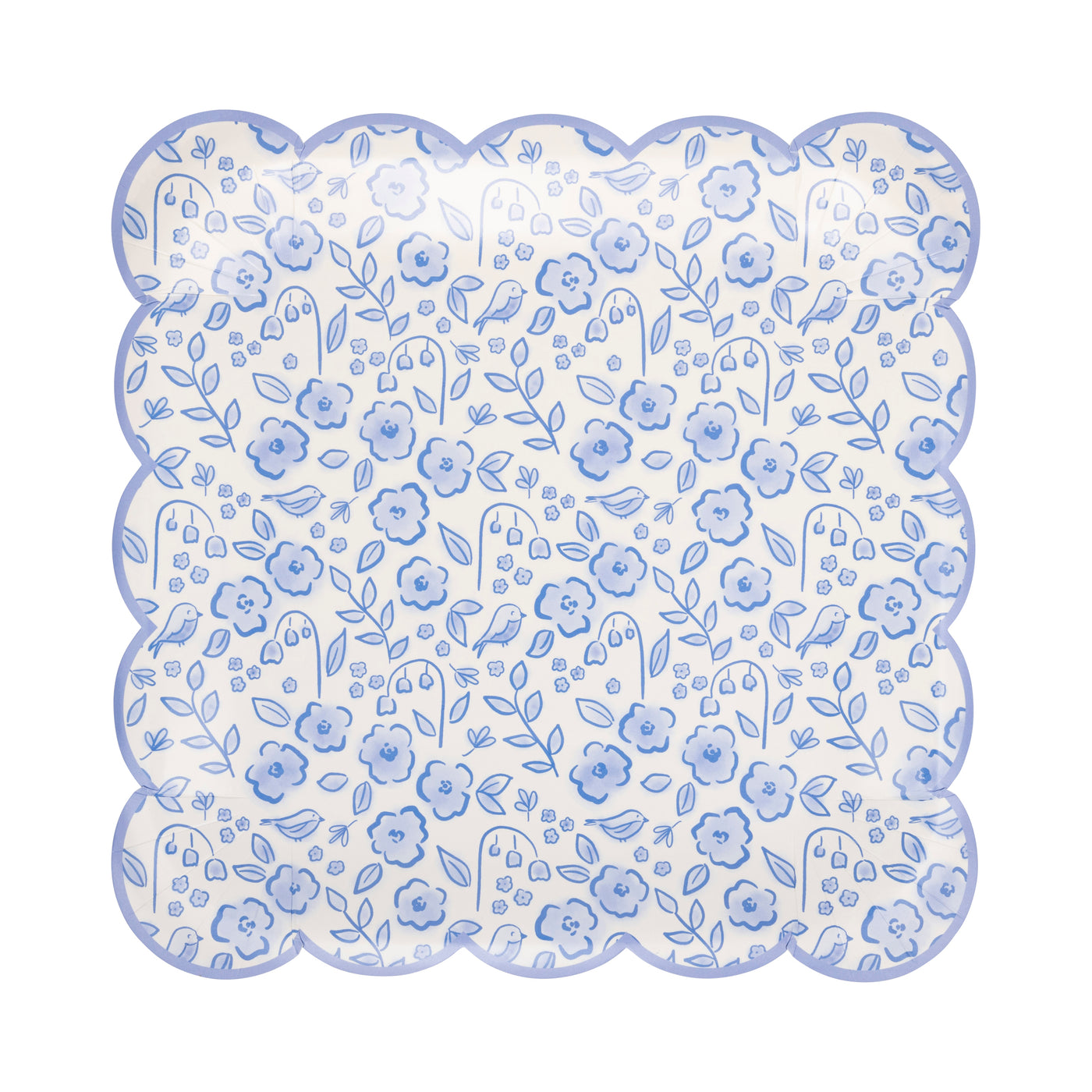 PLPL887 - Blue Floral Paper Plate