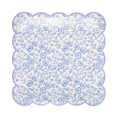 PLPL887 - Blue Floral Paper Plate