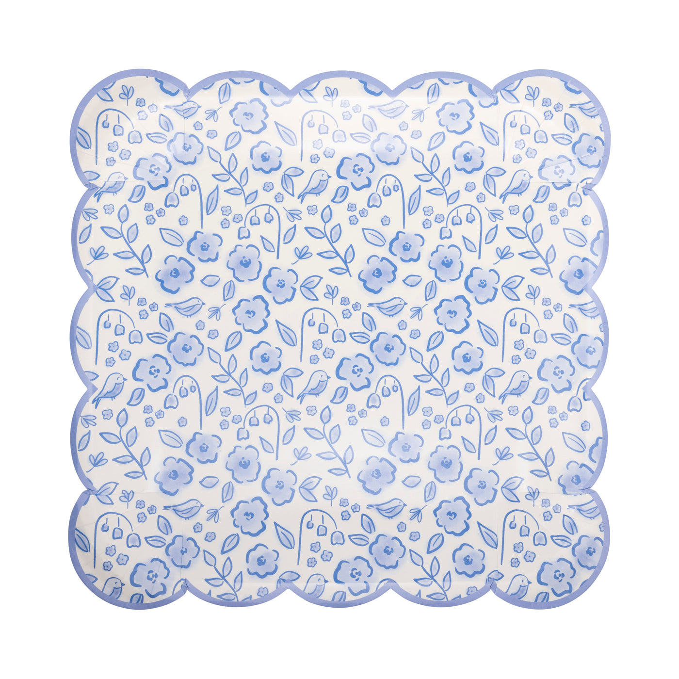 PLPL887 - Blue Floral Paper Plate