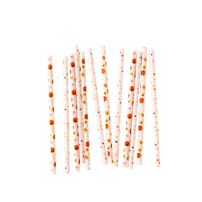 PLSS275 - Pink/Orange Pumpkins Reusable Straws