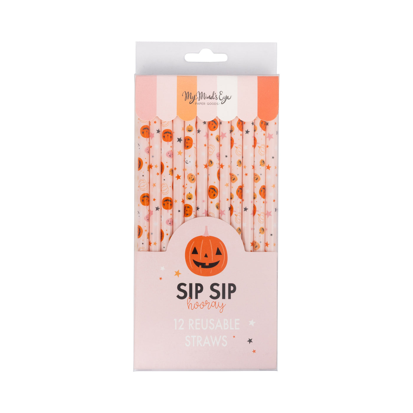 PLSS275 - Pink/Orange Pumpkins Reusable Straws