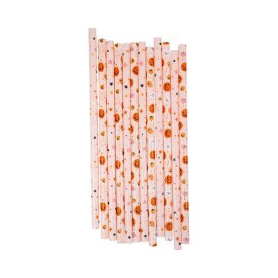 PLSS275 - Pink/Orange Pumpkins Reusable Straws