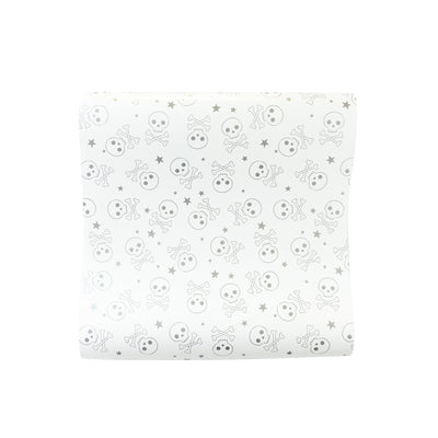 PLTBR76 -  White and Silver Cross Bones Paper Table Runner