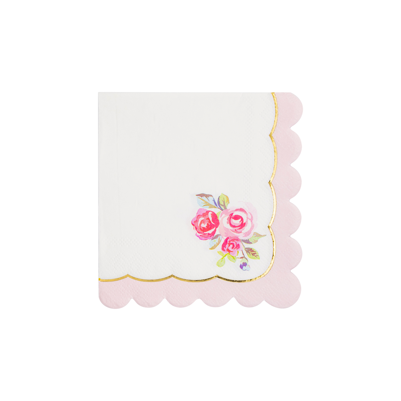 PLTEA37 - Tea Party Rose Corner Paper Cocktail Napkin