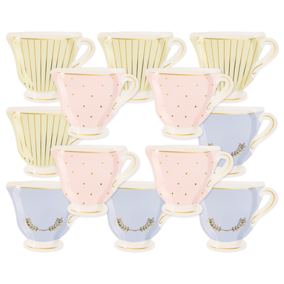 PLTEA41 - Tea Party Cup Shaped Paper Plate Set - 3 colors