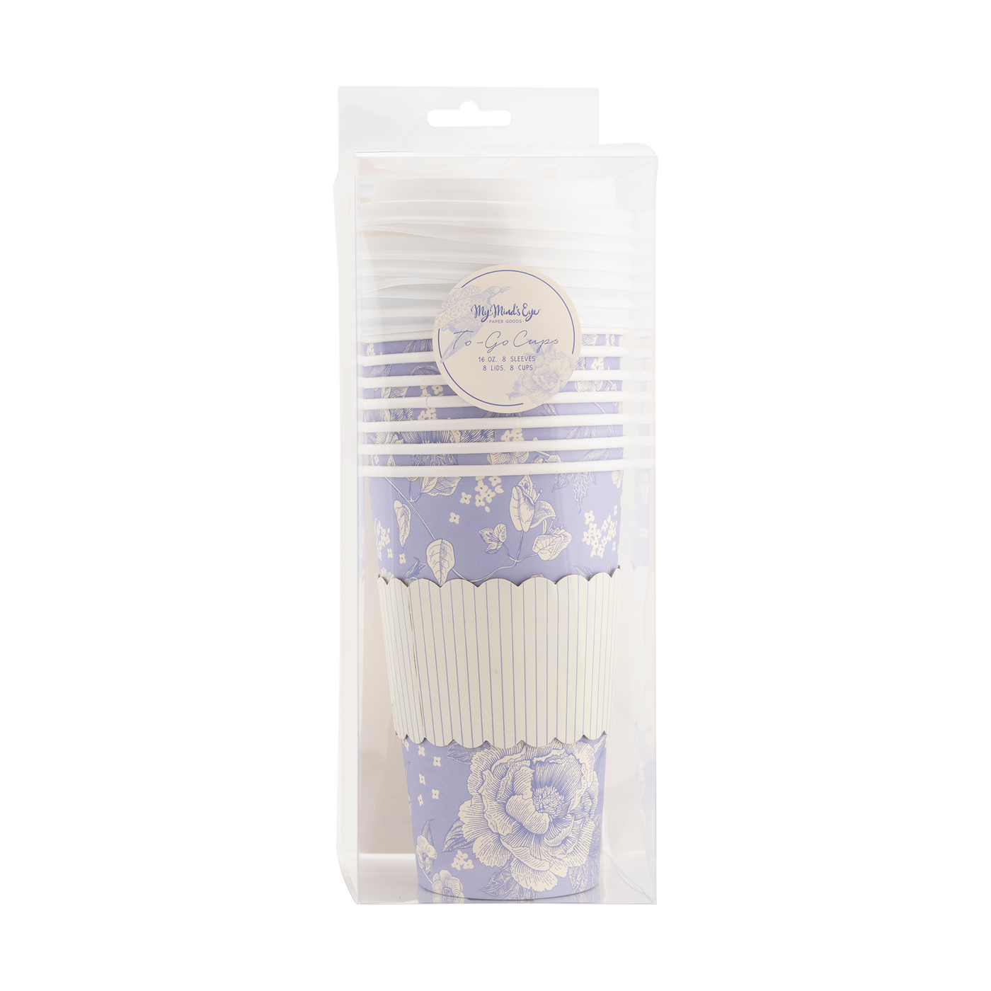 PLTG202 - Blue Pinstripe Floral To-Go Cup