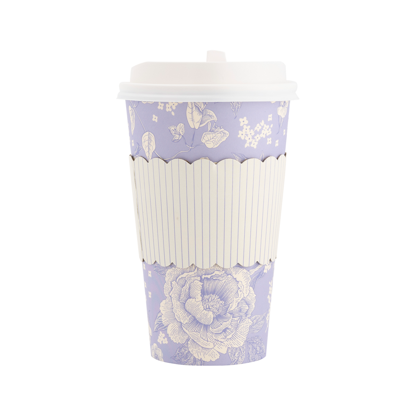 PLTG202 - Blue Pinstripe Floral To-Go Cup