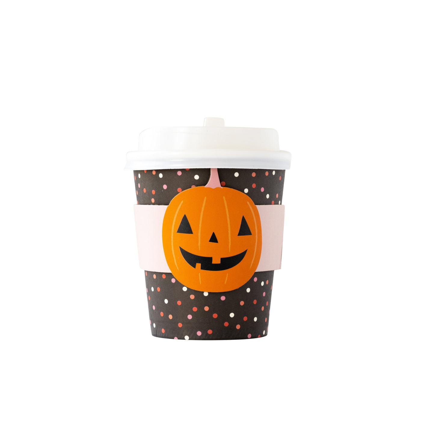 PLTG217A -  Black Pumpkin Dots Cozy To Go Cups