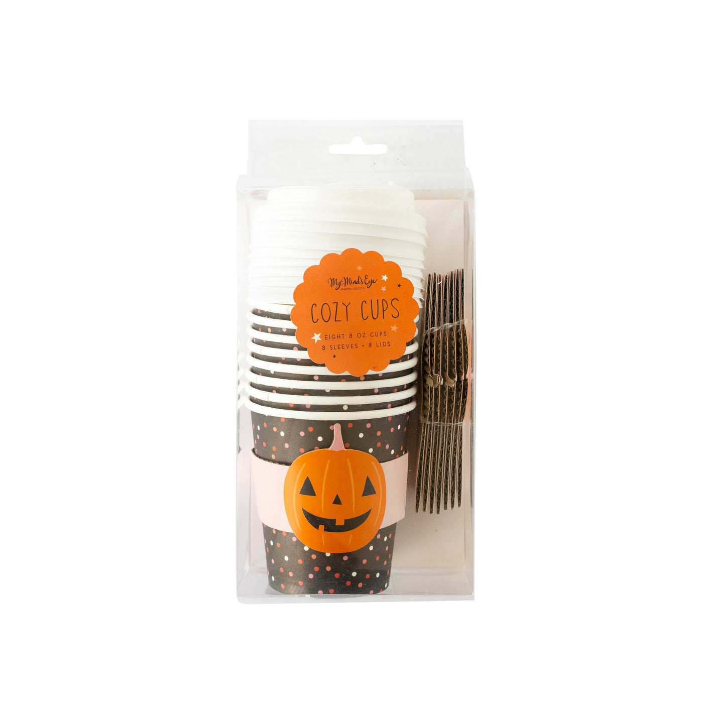 PLTG217A -  Black Pumpkin Dots Cozy To Go Cups