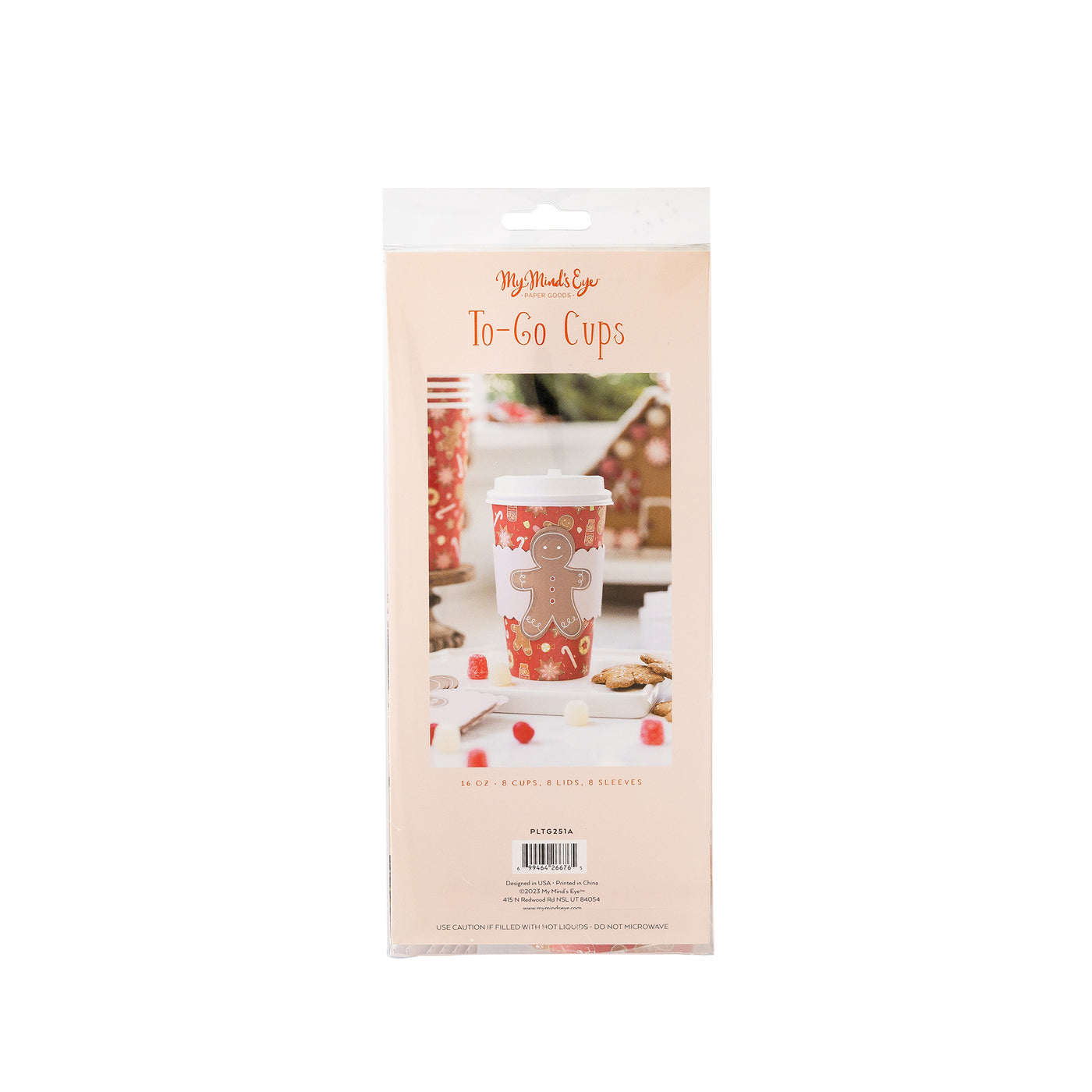 PLTG251A - Gingerbread Man To-Go Cups 8 ct