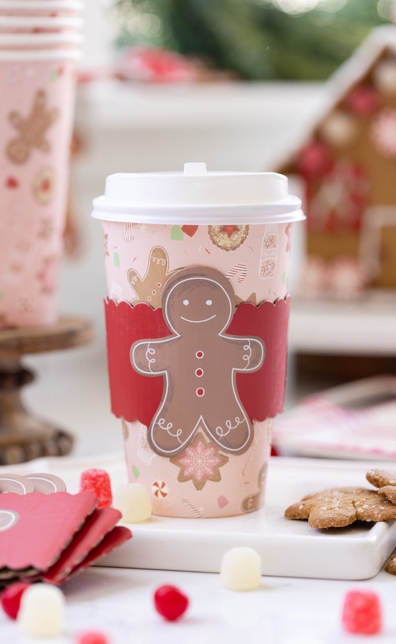 PLTG251 - Pink Gingerbread Man To-Go Cups 8 ct