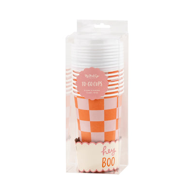 PLTG383 - Pink Orange Checks To Go Cup