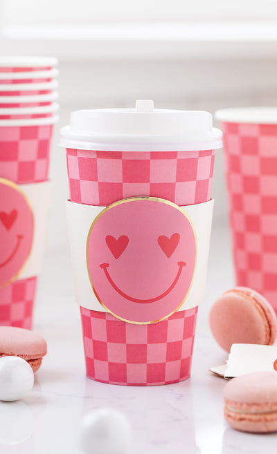 PLTG486 - Checker Smiley Face To Go Cups